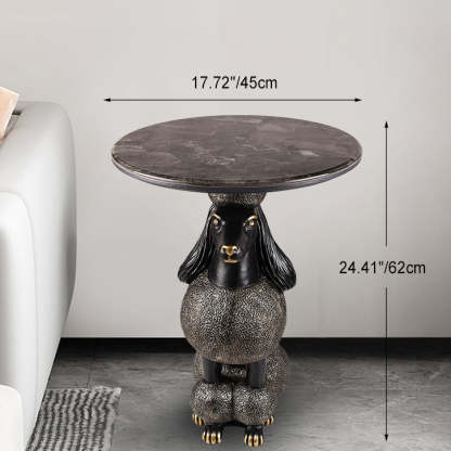Bulldog Puppy Resin Crystalline End Table