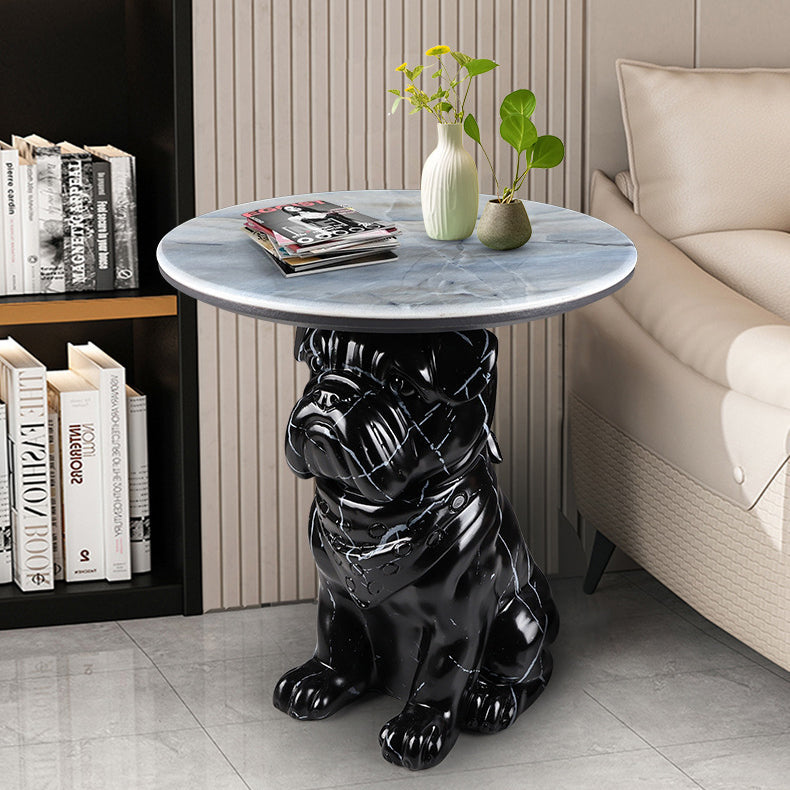 Bulldog Puppy Resin Crystalline End Table — B