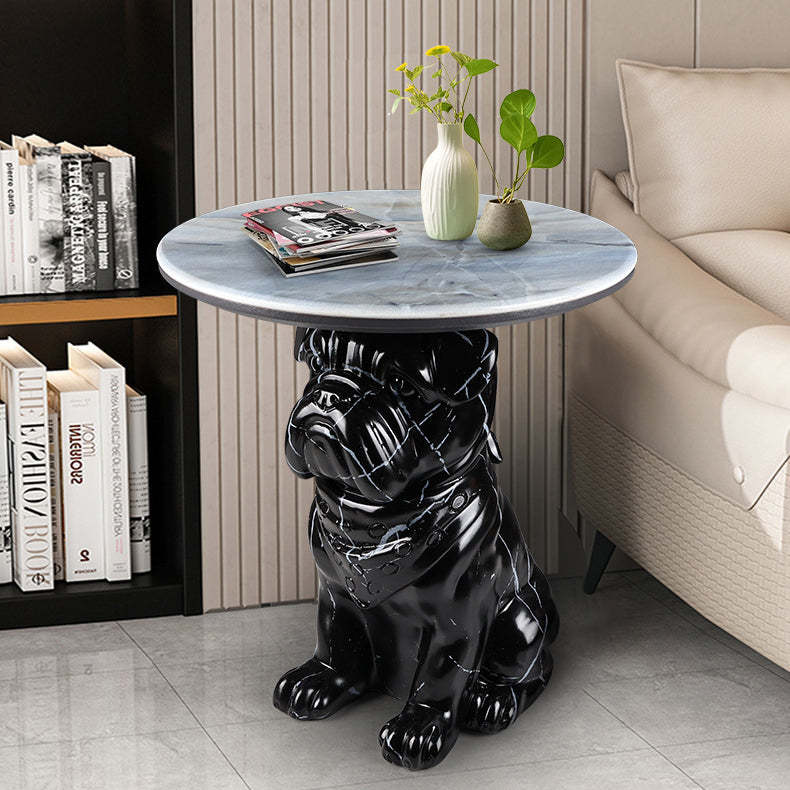 Bulldog Puppy Resin Crystalline End Table — B