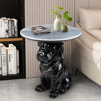 Bulldog Puppy Resin Crystalline End Table — B
