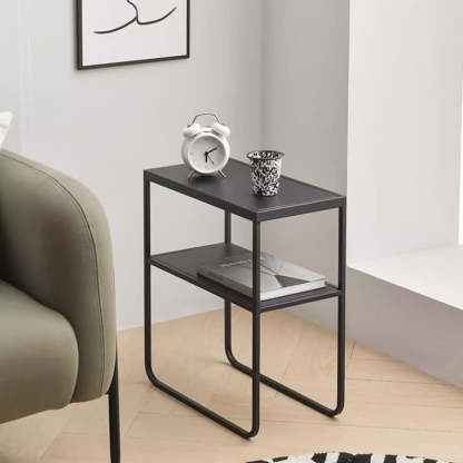 Minimalist Iron Stainless Steel End Table — Black