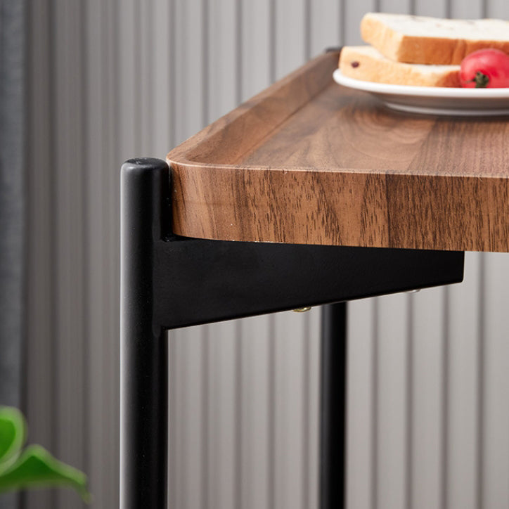 Minimalist Wood Metal 2-Tier Side Table — White
