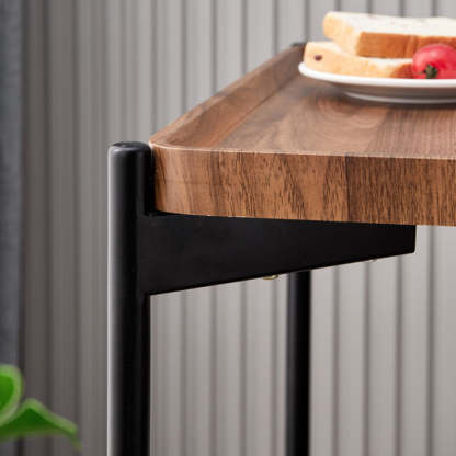 Minimalist Wood Metal 2-Tier Side Table — White