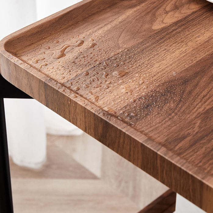 Minimalist Wood Metal 2-Tier Side Table