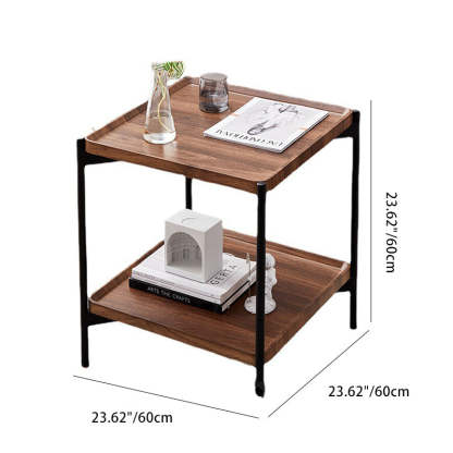 Minimalist Wood Metal 2-Tier Side Table — White