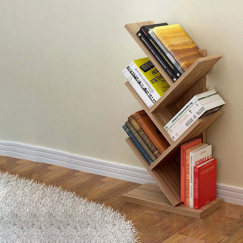 Lighom bookshelf tree wood bookcases for bedroom — Natural Wood / Set of 5