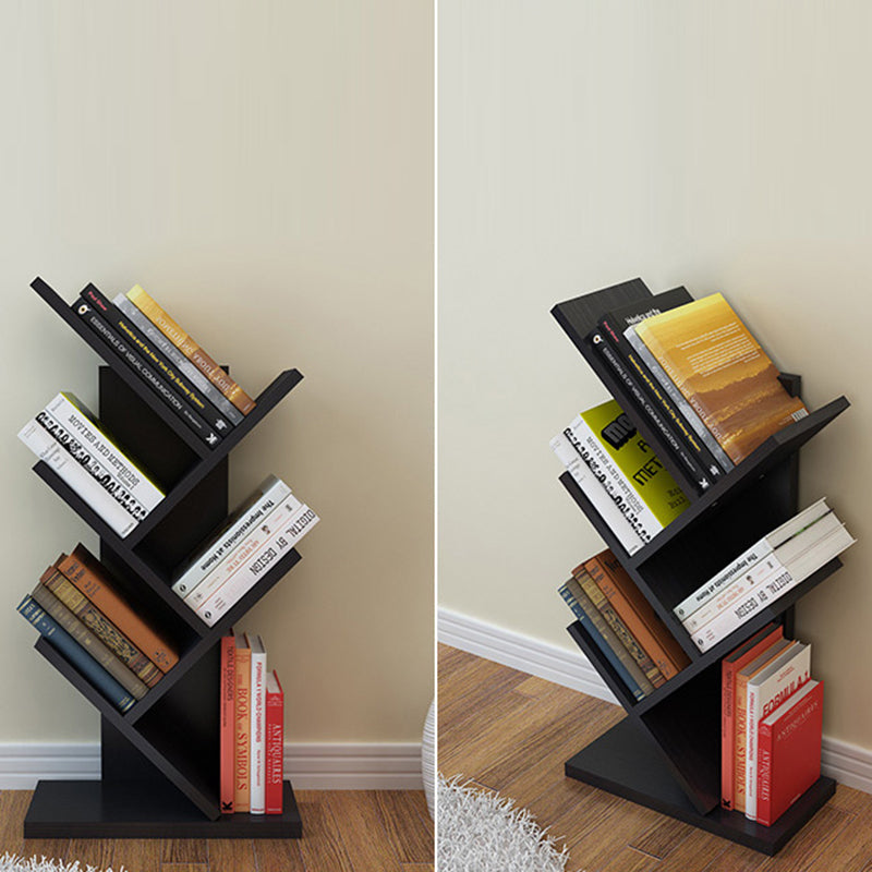 Contemporary Tree Wood Bookshelf — 5 / White + Black