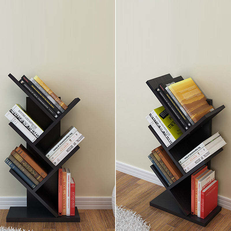 Contemporary Tree Wood Bookshelf — 5 / White + Black