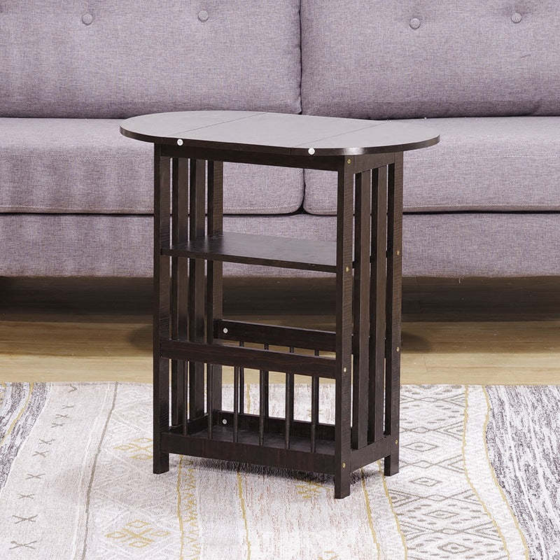 Walnut wood 3-tier oval coffee tables - minimalist