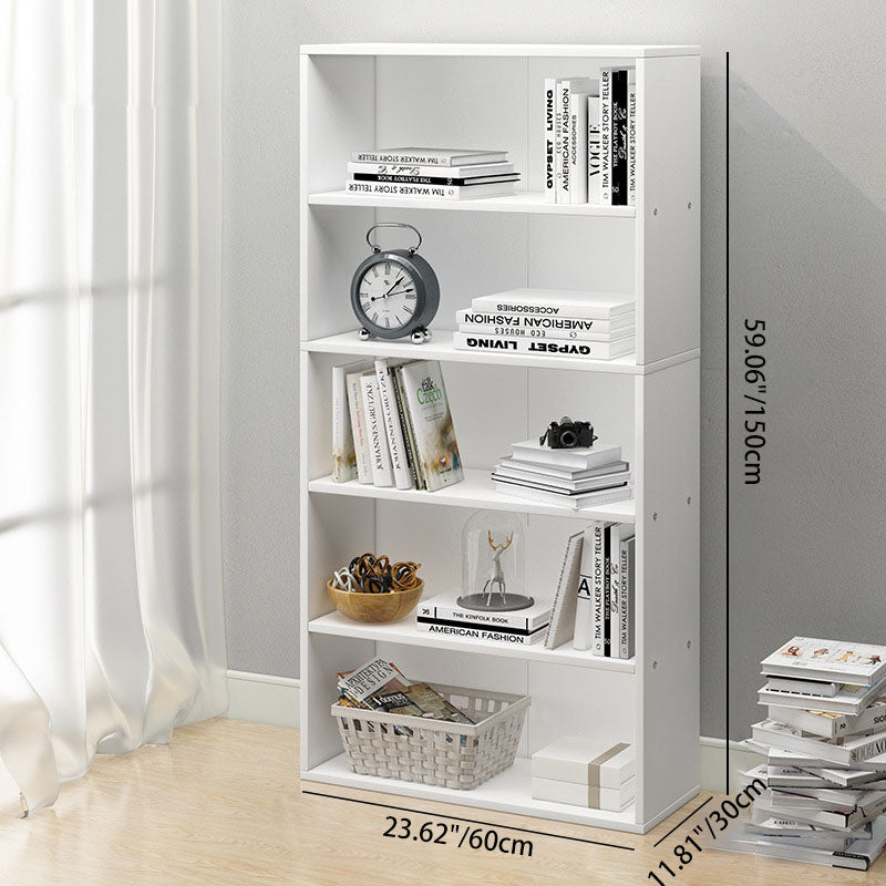 Minimalist Rectangular Wood Bookshelf 2-5 Tier — 4 / White
