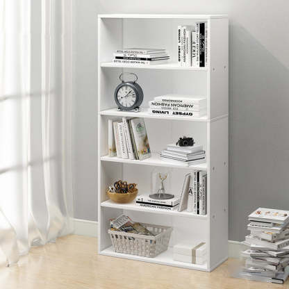 Minimalist Rectangular Wood Bookshelf 2-5 Tier