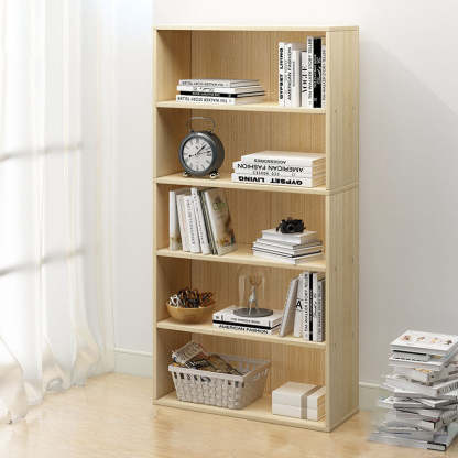 Minimalist Rectangular Wood Bookshelf 2-5 Tier