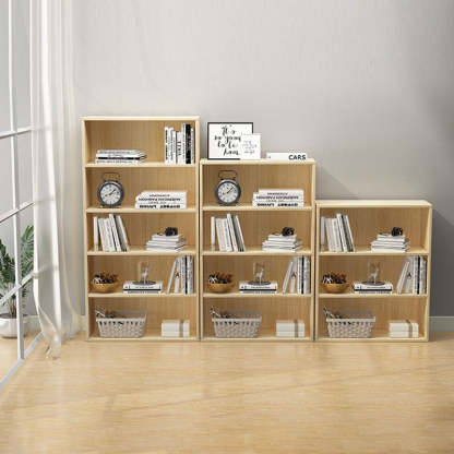 Minimalist Rectangular Wood Bookshelf 2-5 Tier