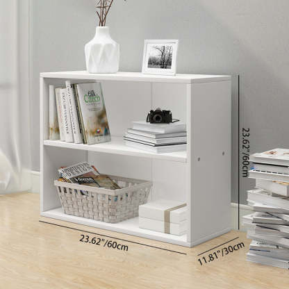 Minimalist Rectangular Wood Bookshelf 2-5 Tier — 3 / White
