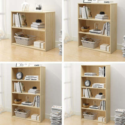 Minimalist Rectangular Wood Bookshelf 2-5 Tier