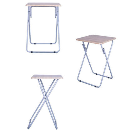 Minimalist Foldable Density Steel Side Table — Marble White