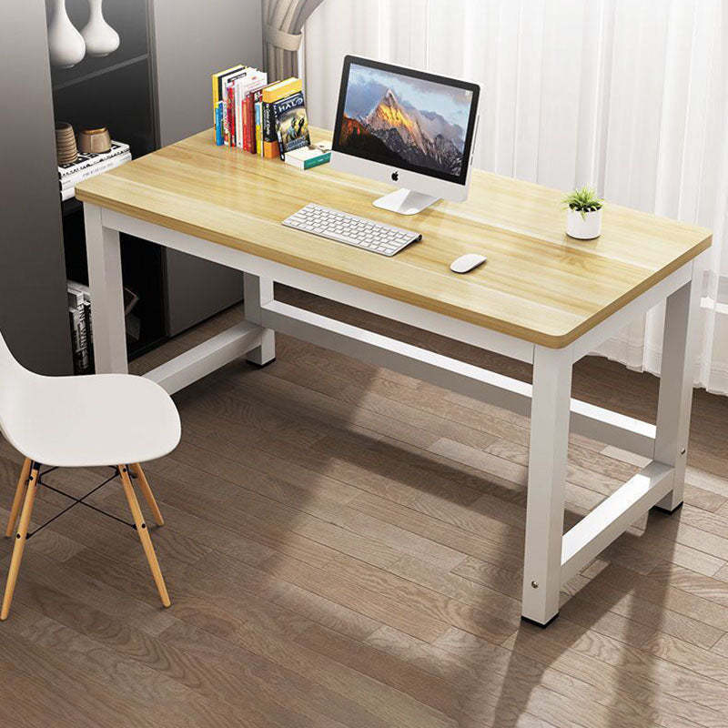Minimalist Grain Plate Steel Desk — Original Wooden Color Board + Black Leg