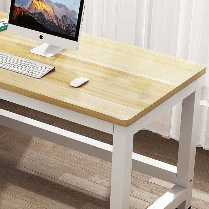 Minimalist Grain Plate Steel Desk — Original Wooden Color Board + Black Leg