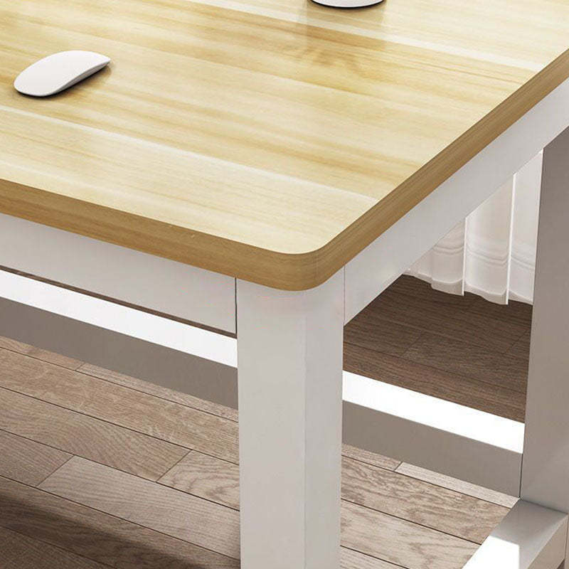 Minimalist Grain Plate Steel Desk — Black Board + White Leg