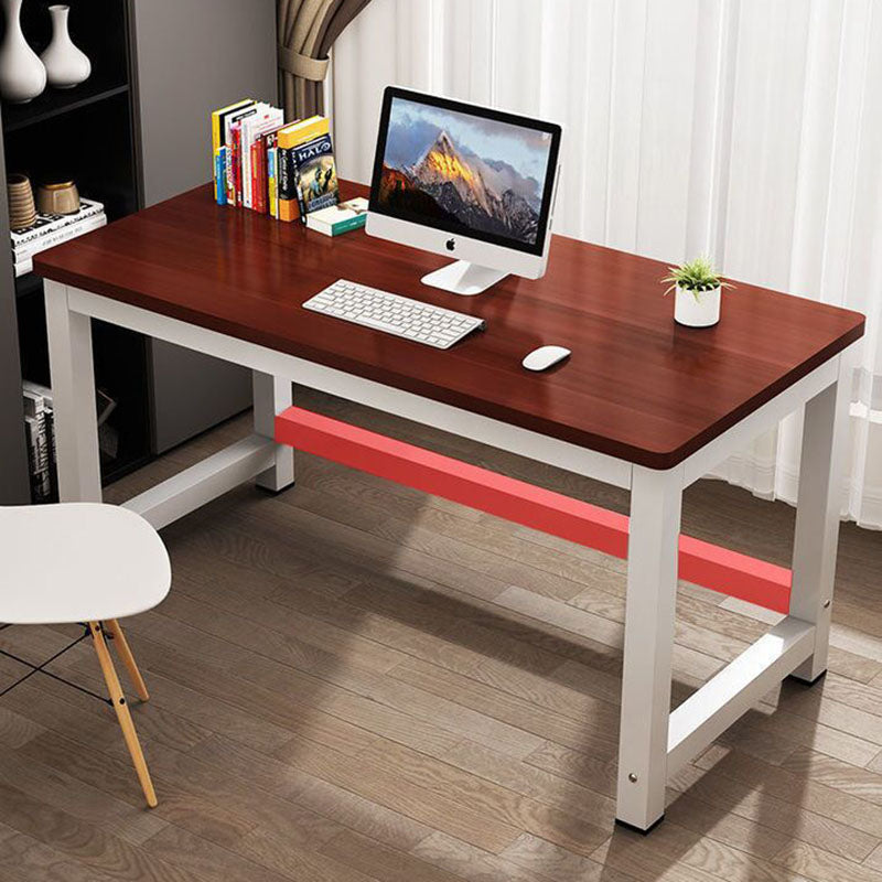 Minimalist Grain Plate Steel Desk — White Board + White Leg