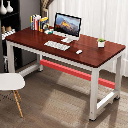 Minimalist Grain Plate Steel Desk — White Board + White Leg