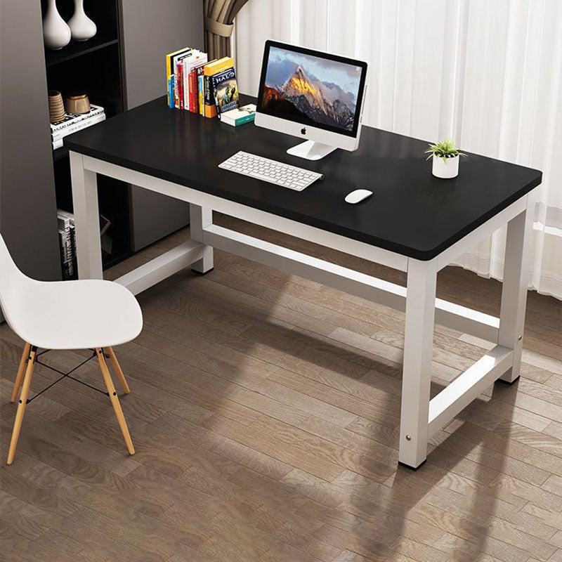 Minimalist Grain Plate Steel Desk — White Board + Black Leg