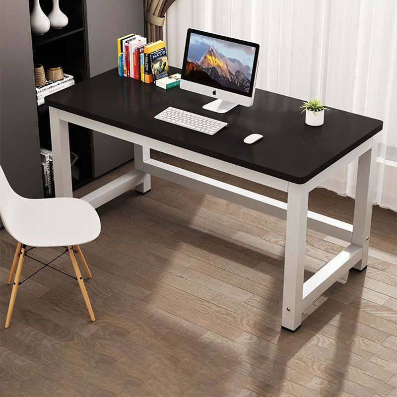 Minimalist Grain Plate Steel Desk — White Board + Black Leg