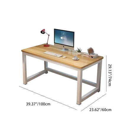 Minimalist Grain Plate Steel Desk — White Maple Color Board + Black Leg