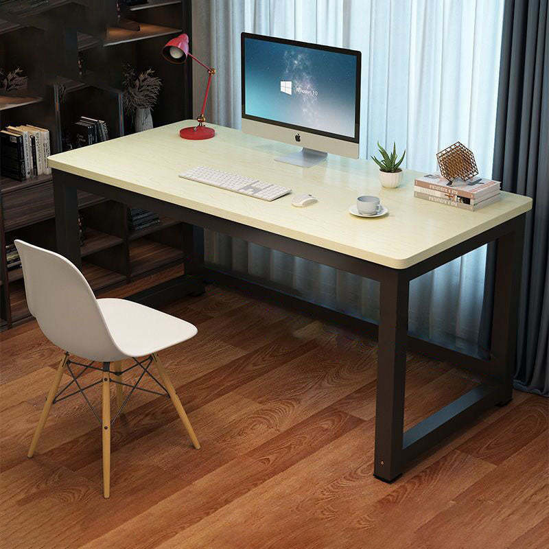 Minimalist Grain Plate Steel Desk — White Board + White Leg
