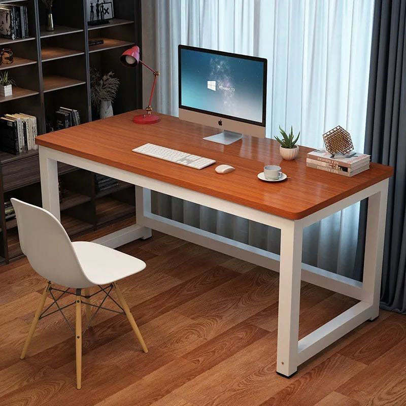 Minimalist Grain Plate Steel Desk — Black Board + Black Leg