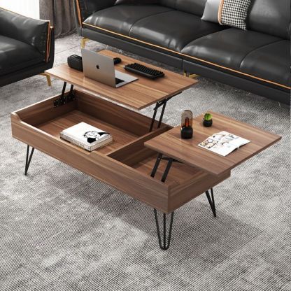 Liftable Wood Storage Coffee Table — Oak Color