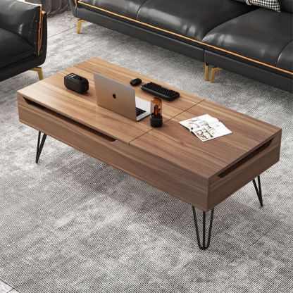 Liftable Wood Storage Coffee Table — White