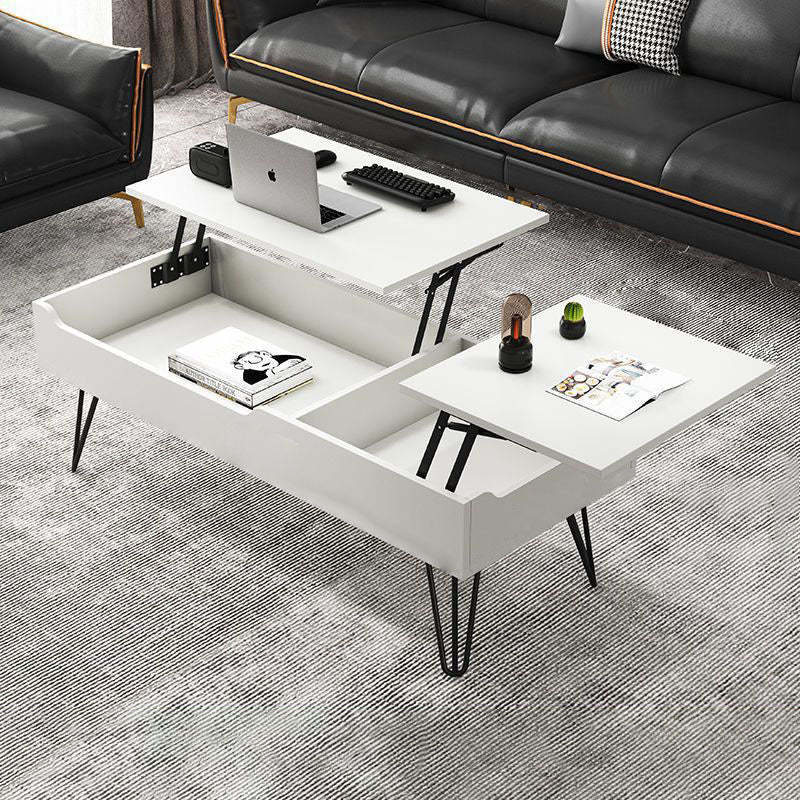 Creative liftable storage coffee tables in wood — White