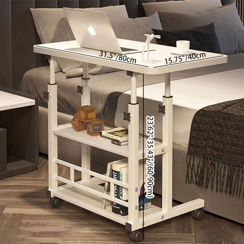 Scandinavian Movable Liftable Steel End Table — Walnut Color