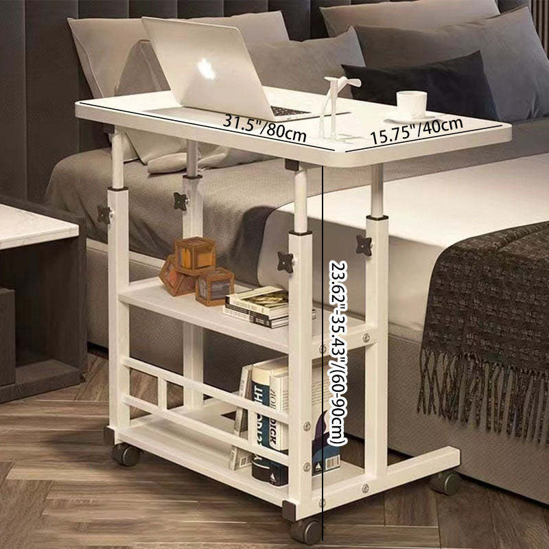Scandinavian Movable Liftable Steel End Table — Walnut Color
