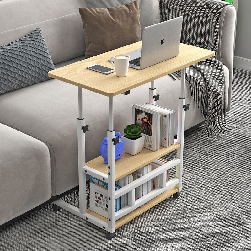 Scandinavian Movable Liftable Steel End Table — Original Wood Color