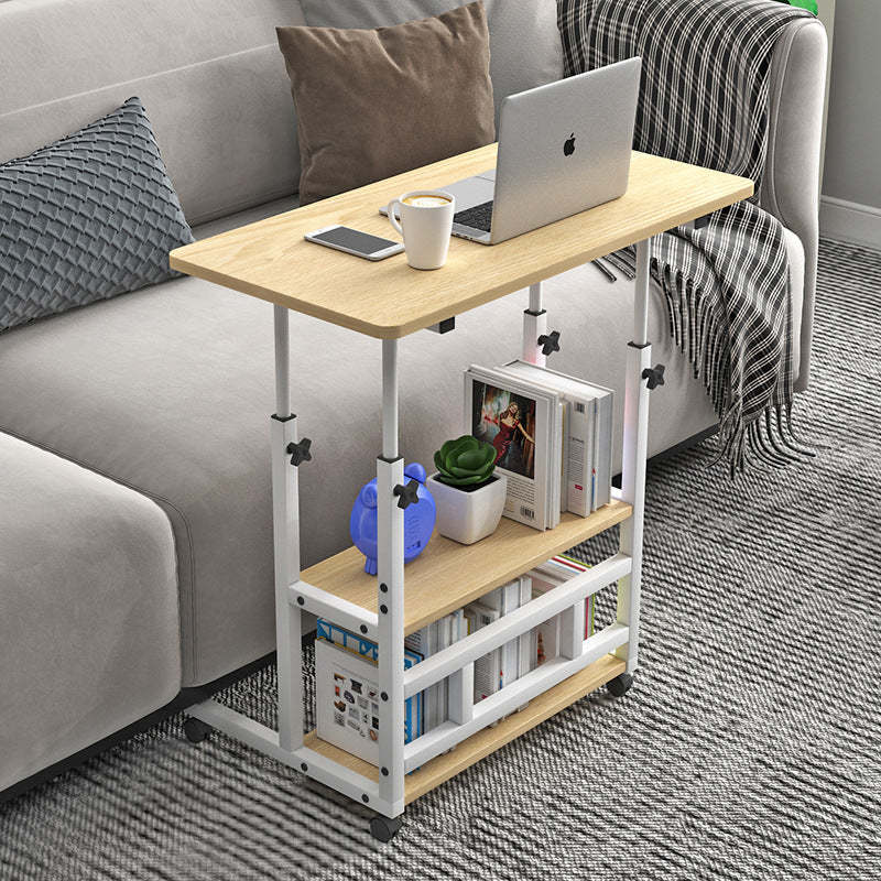 Scandinavian Movable Liftable Steel End Table — Original Wood Color