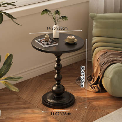 Vintage Cylinder Iron End Table — White