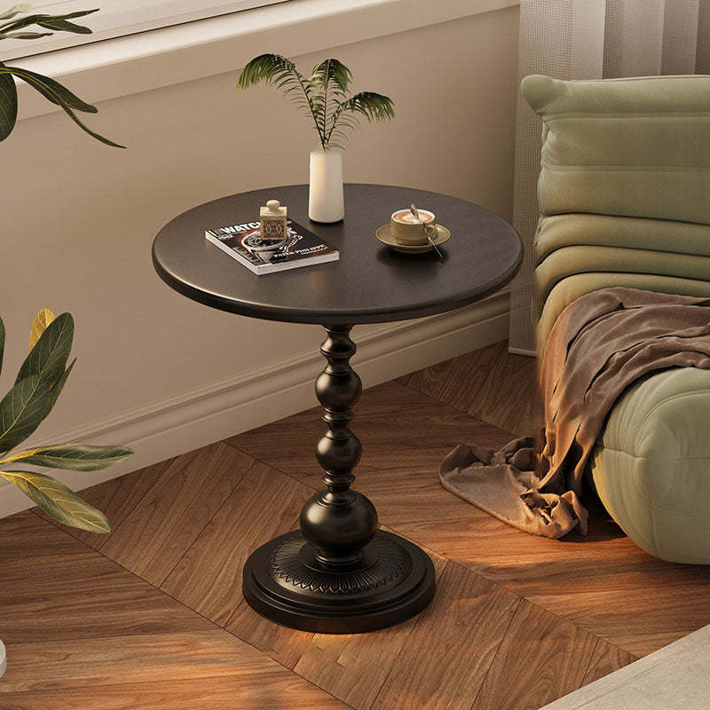 Vintage Cylinder Iron End Table — Black