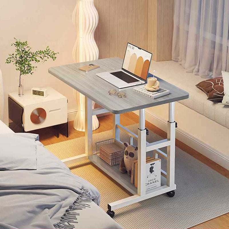 Scandinavian Movable Lift-Top Rectangular End Table 2-Tier — Gray Board + White Frame