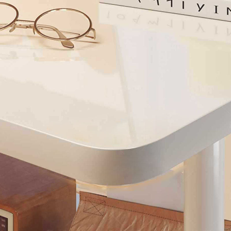 Scandinavian Movable Lift-Top Rectangular End Table 2-Tier — Gray Board + White Frame