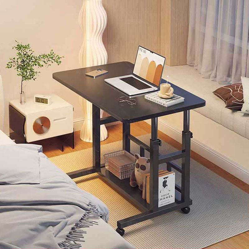Scandinavian Movable Lift-Top Rectangular End Table 2-Tier — White Board + White Frame