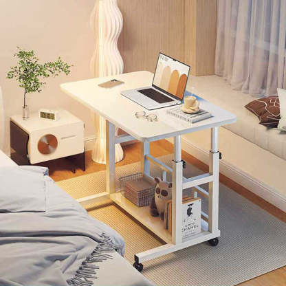 Scandinavian Movable Lift-Top Rectangular End Table 2-Tier — Black Board + Black Frame