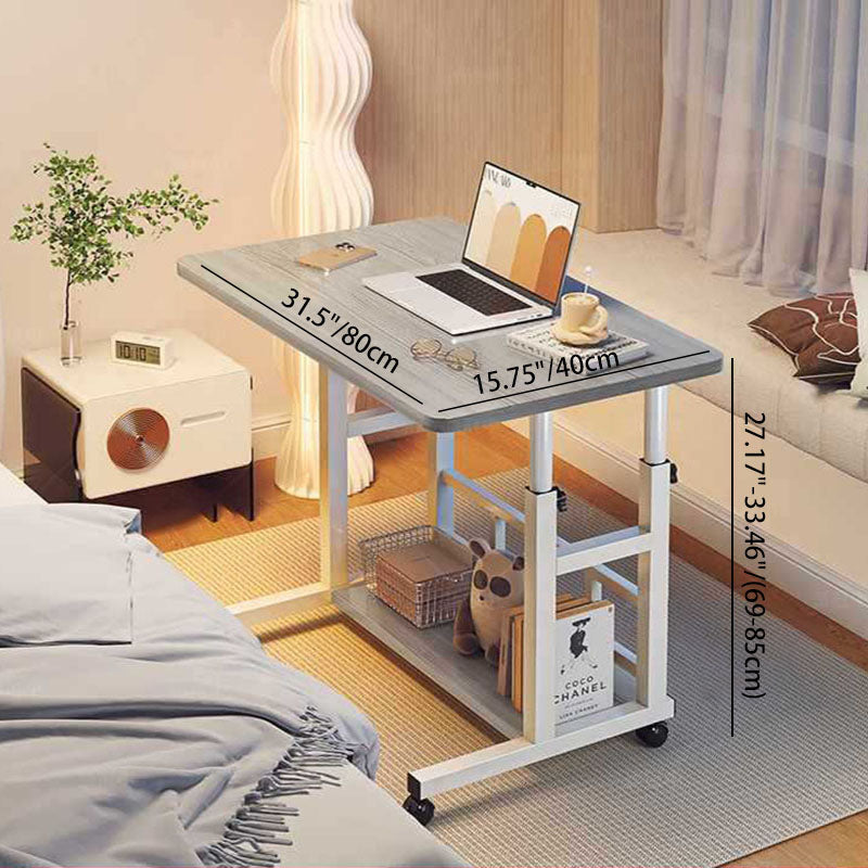 Scandinavian Movable Lift-Top Rectangular End Table 2-Tier — Black Board + White Frame