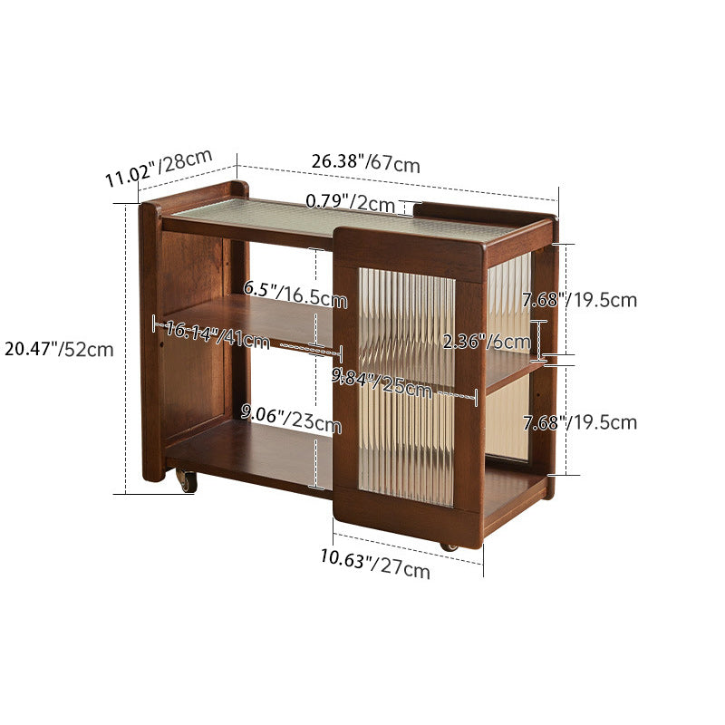 Rustic Wood Glass 2-Tier Side Table