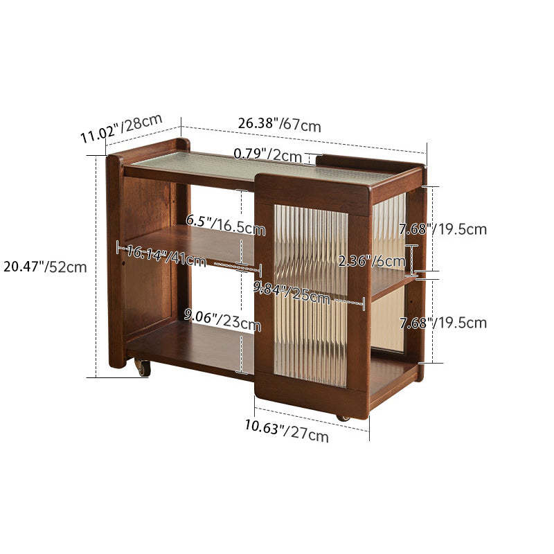 Rustic Wood Glass 2-Tier Side Table