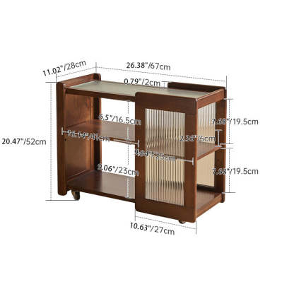 Rustic Wood Glass 2-Tier Side Table