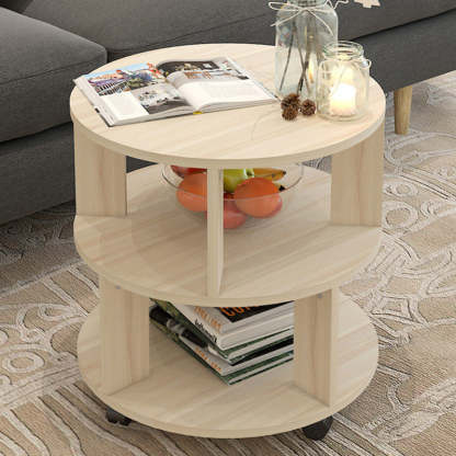Scandinavian Column Density 3-Tier Side Table — White