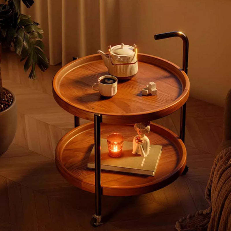Scandinavian Metal Sector Removable Round End Table 2-Tier — Round / Gray