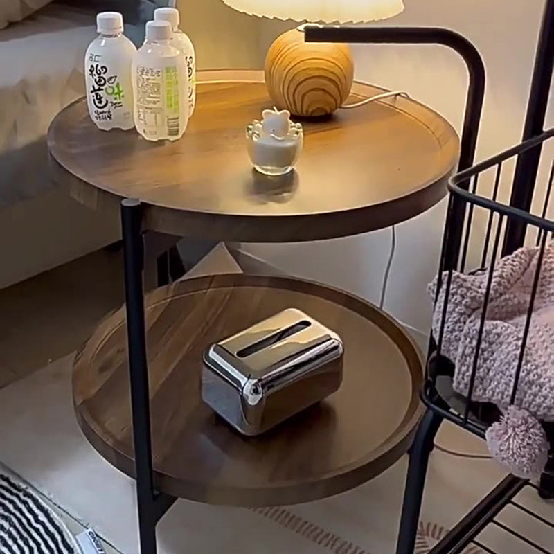 Scandinavian Metal Sector Removable Round End Table 2-Tier